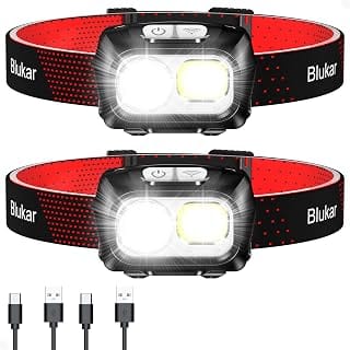 Blukar LED Headlamp Rechargeable, 2000L Super Bright Headlig