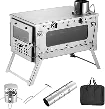 Portable Wood Burning Camping Stove with Glass Window for Te